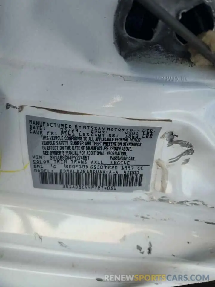 12 Photograph of a damaged car 3N1AB8CV4PY274051 NISSAN SENTRA 2023