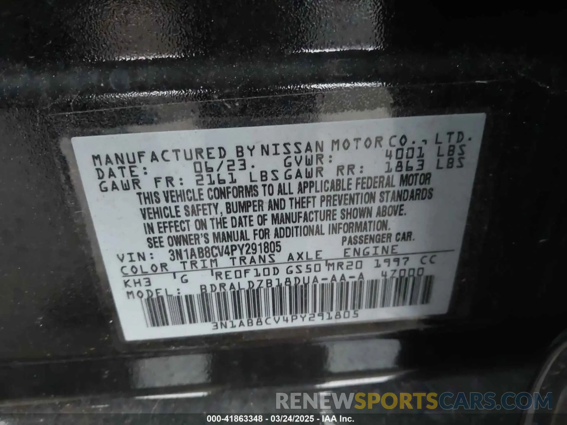 9 Photograph of a damaged car 3N1AB8CV4PY291805 NISSAN SENTRA 2023