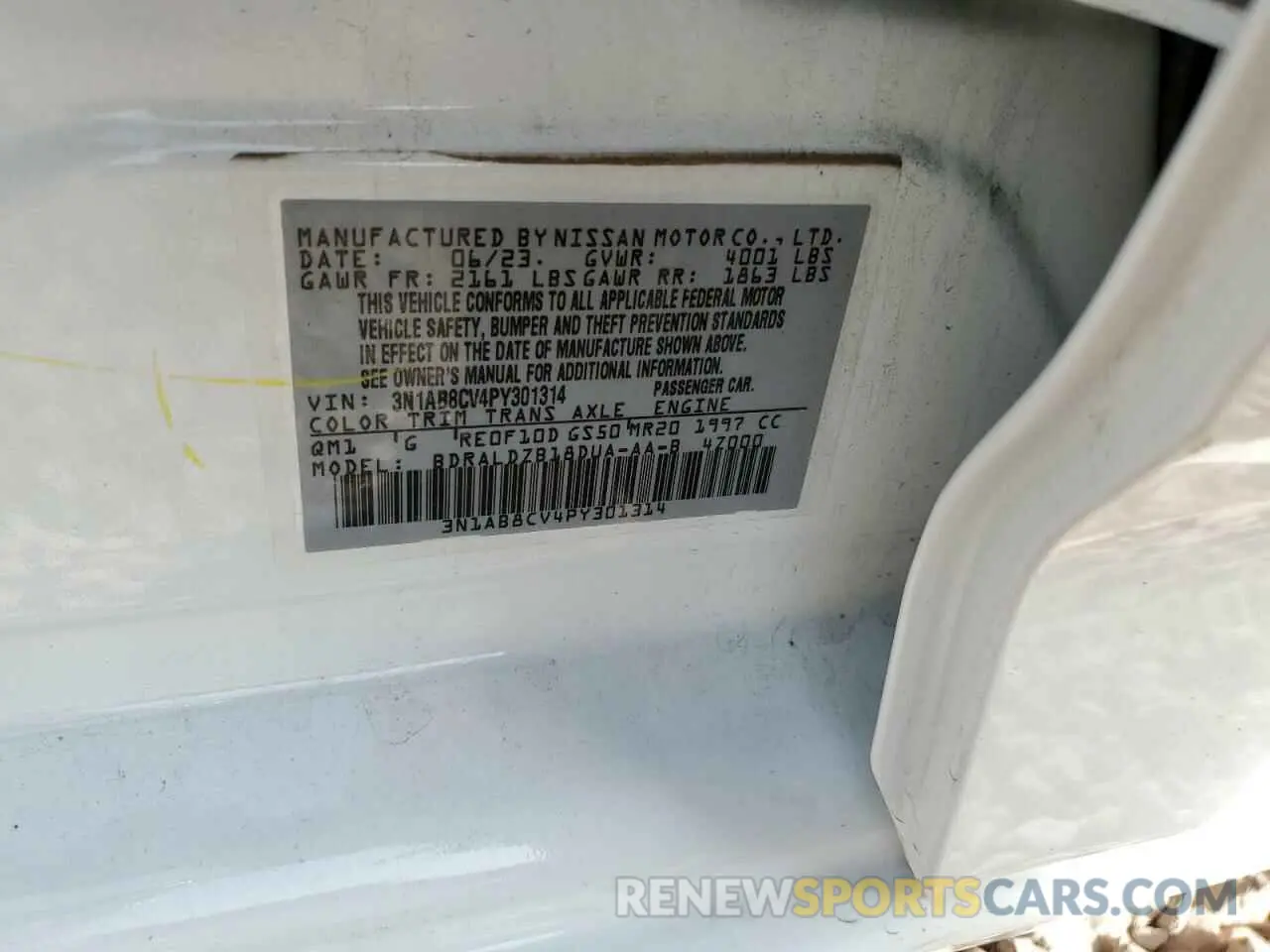 14 Photograph of a damaged car 3N1AB8CV4PY301314 NISSAN SENTRA 2023