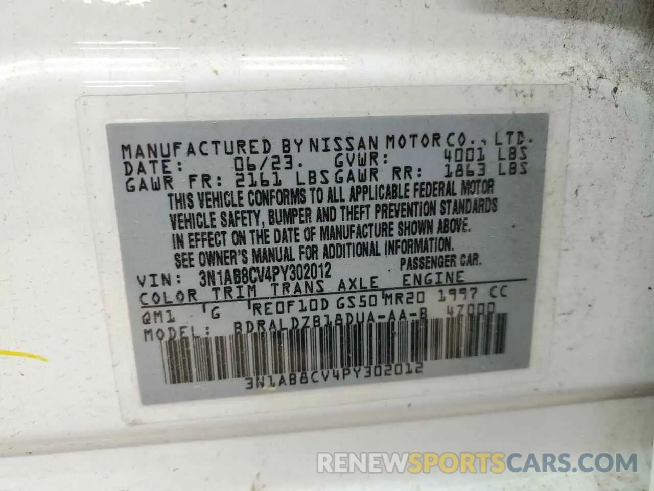 12 Photograph of a damaged car 3N1AB8CV4PY302012 NISSAN SENTRA 2023