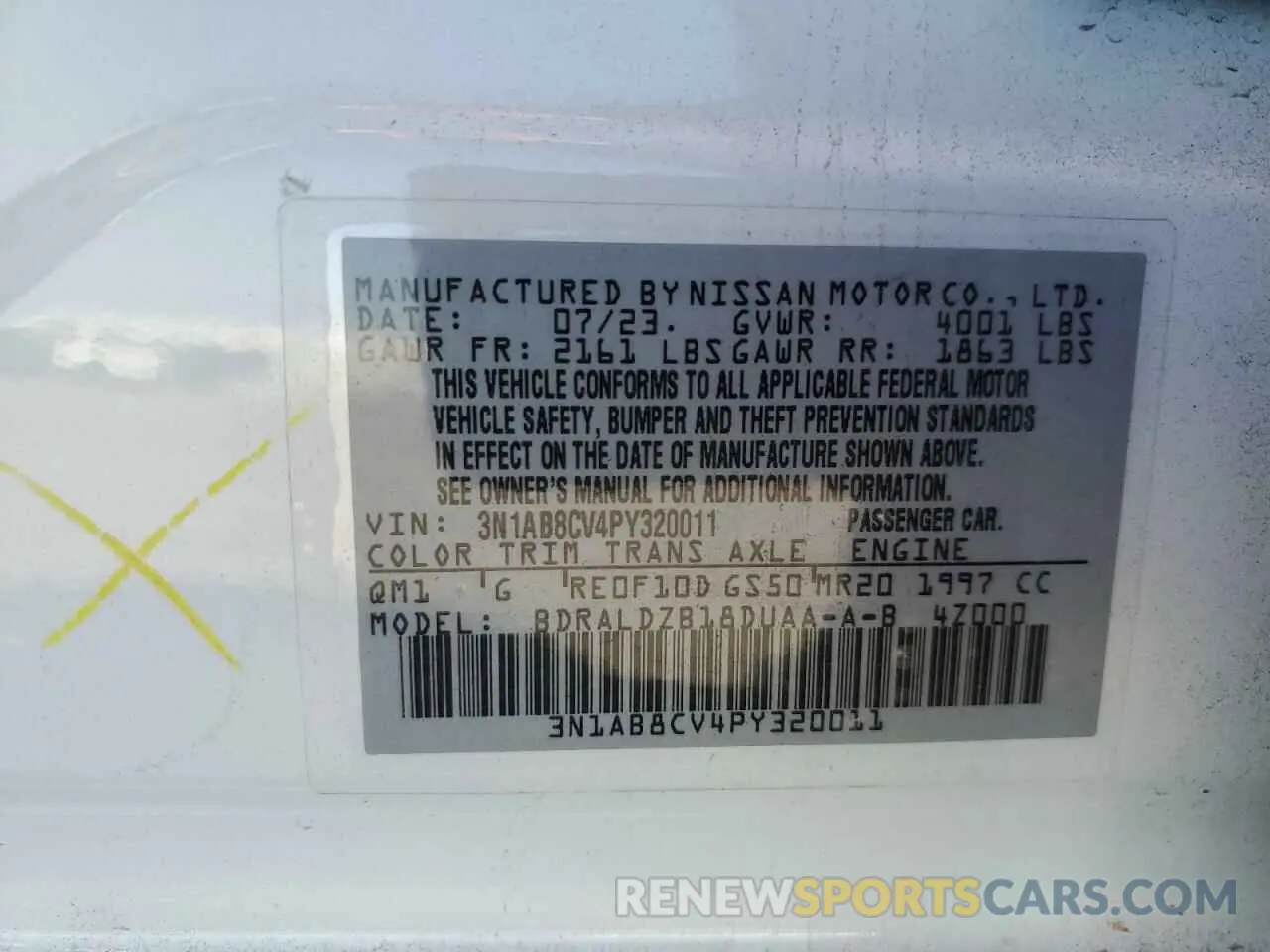 12 Photograph of a damaged car 3N1AB8CV4PY320011 NISSAN SENTRA 2023