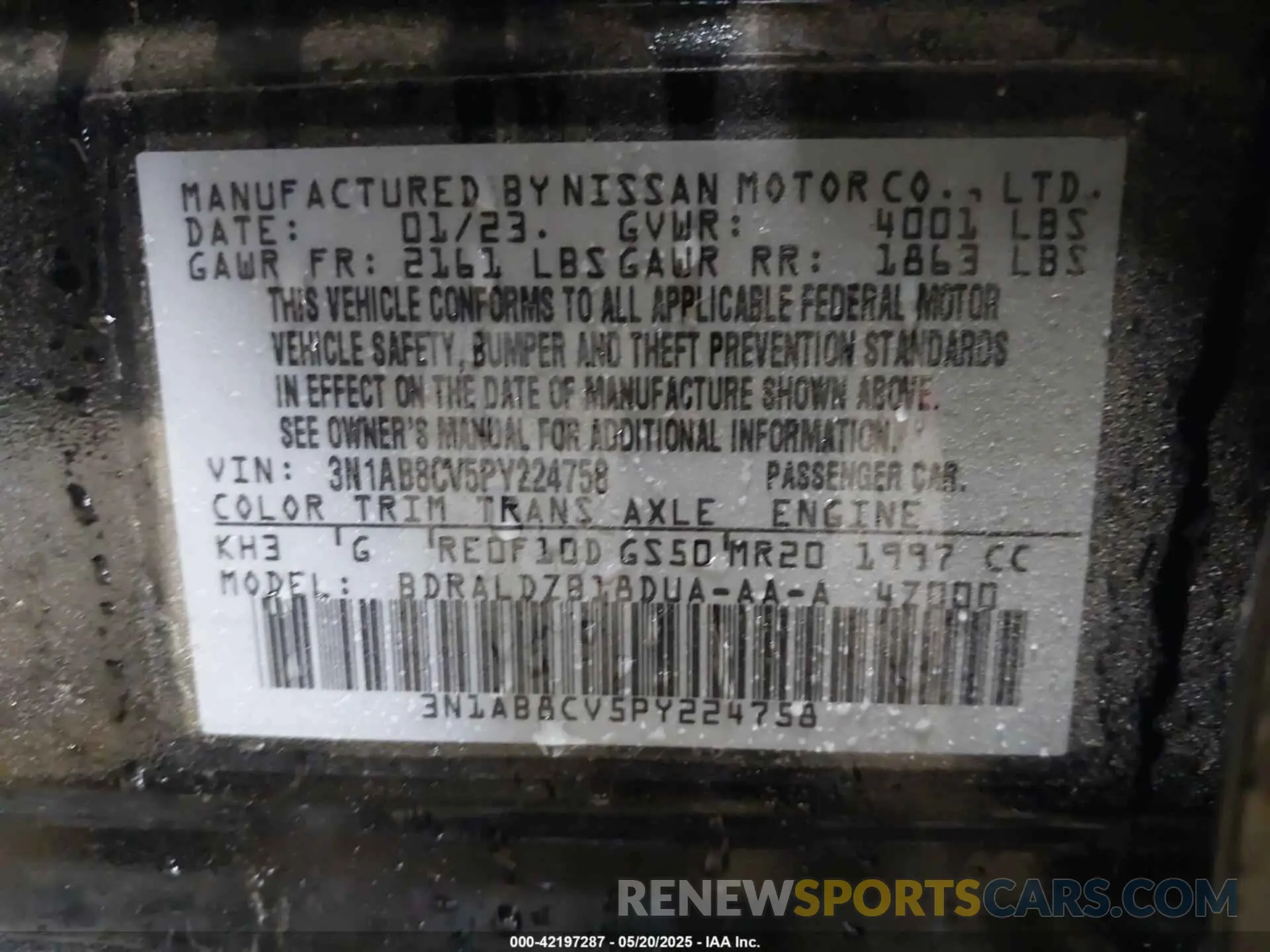 9 Photograph of a damaged car 3N1AB8CV5PY224758 NISSAN SENTRA 2023