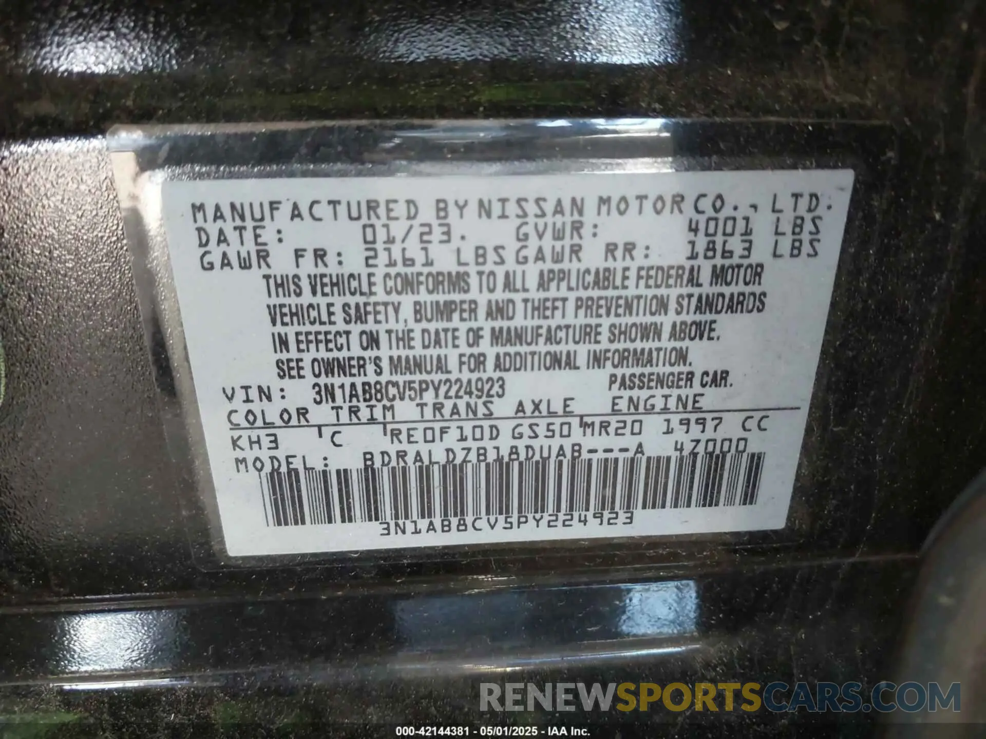 9 Photograph of a damaged car 3N1AB8CV5PY224923 NISSAN SENTRA 2023