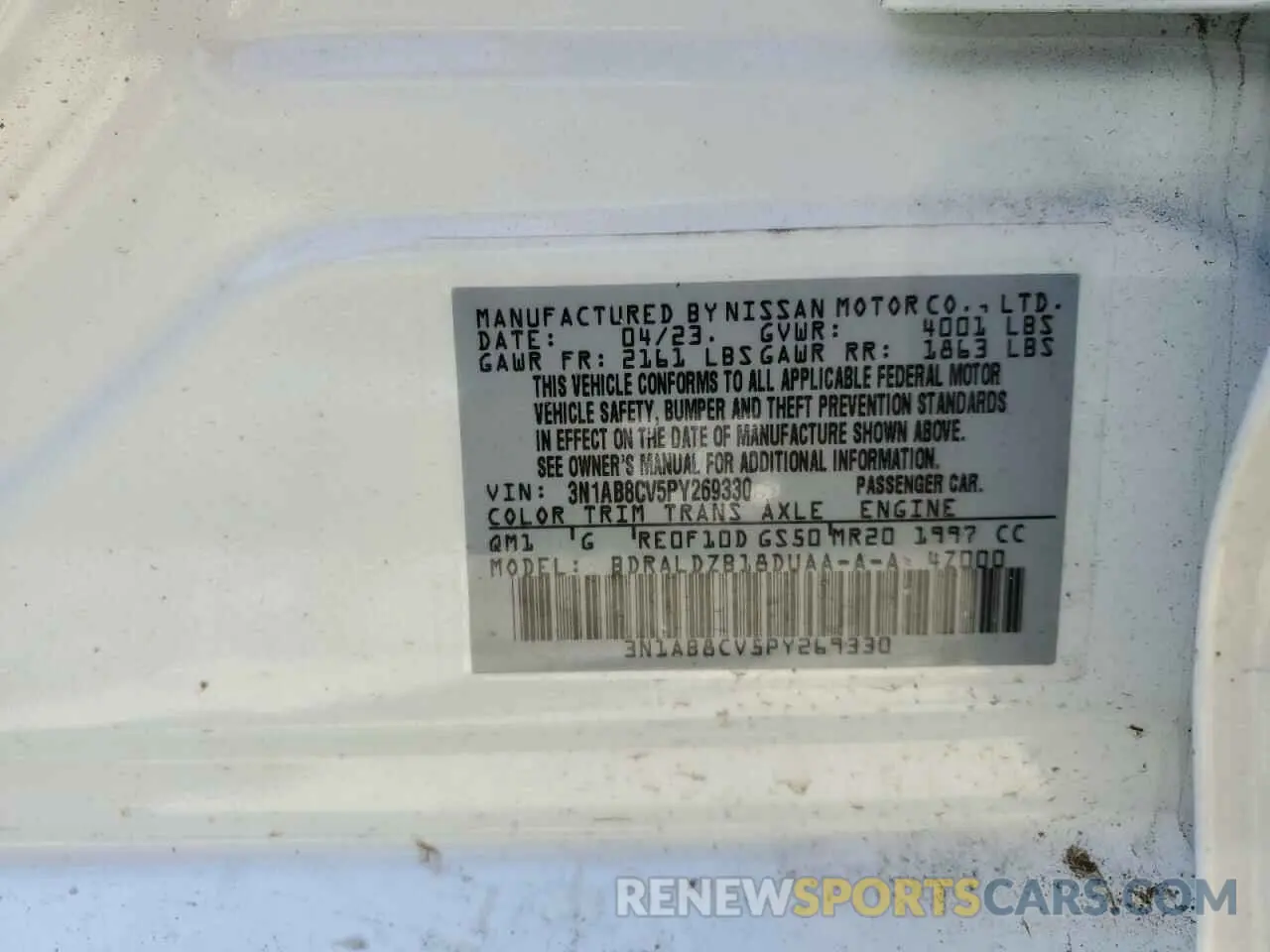 12 Photograph of a damaged car 3N1AB8CV5PY269330 NISSAN SENTRA 2023