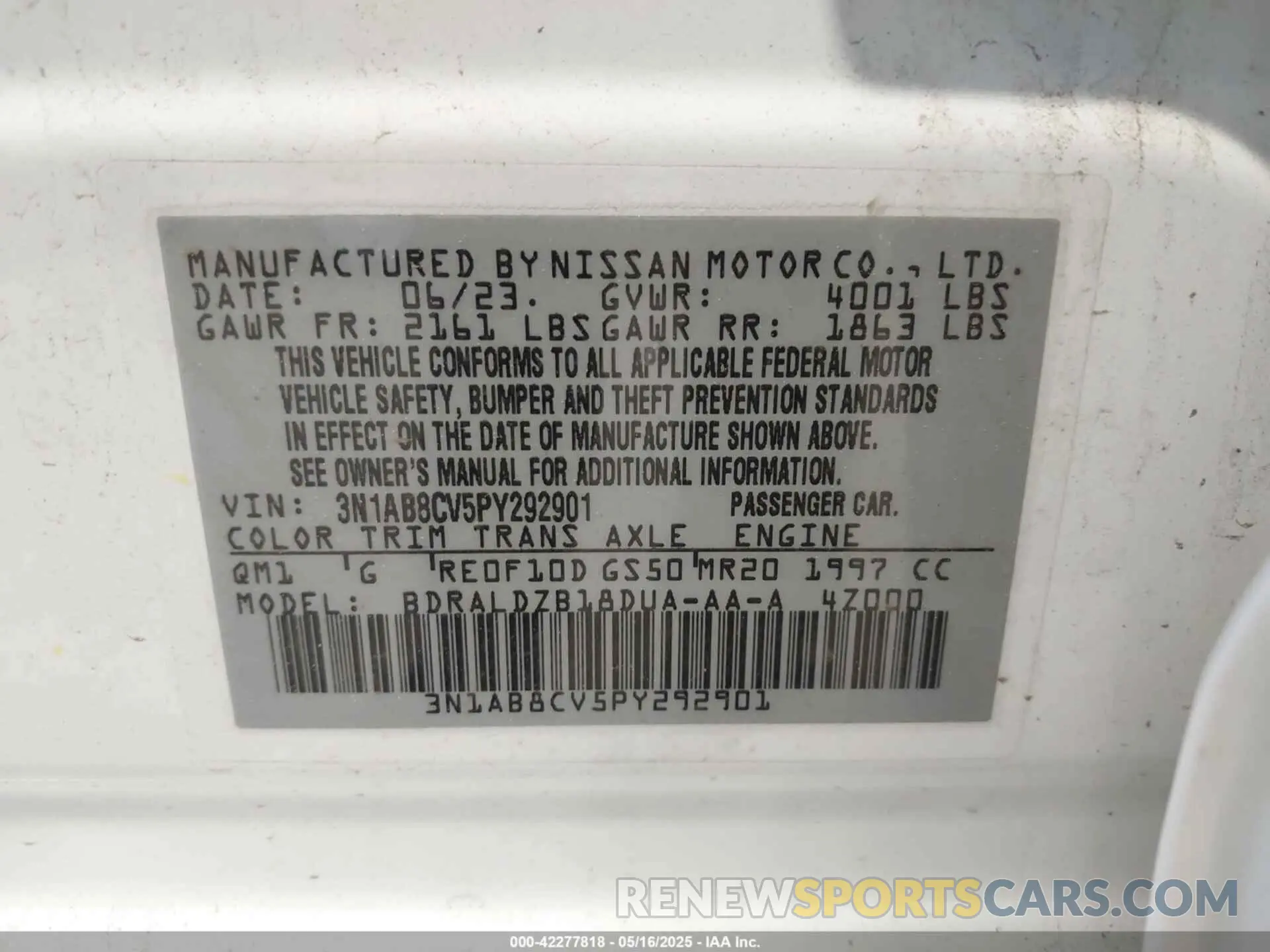 9 Photograph of a damaged car 3N1AB8CV5PY292901 NISSAN SENTRA 2023