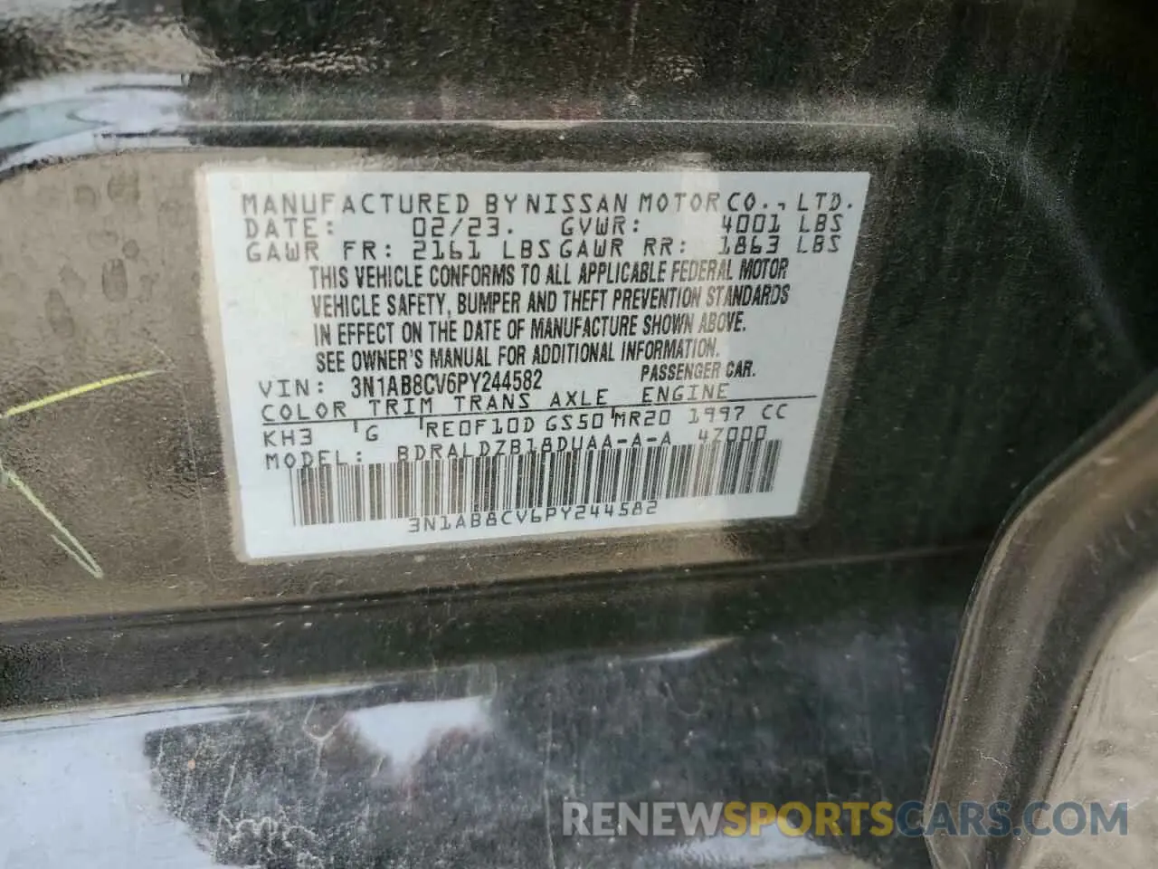 12 Photograph of a damaged car 3N1AB8CV6PY244582 NISSAN SENTRA 2023