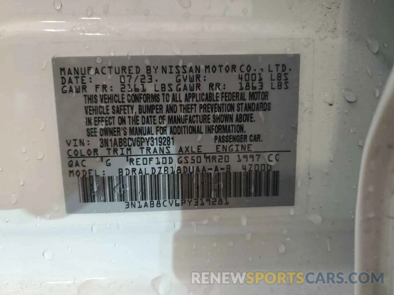 12 Photograph of a damaged car 3N1AB8CV6PY319281 NISSAN SENTRA 2023