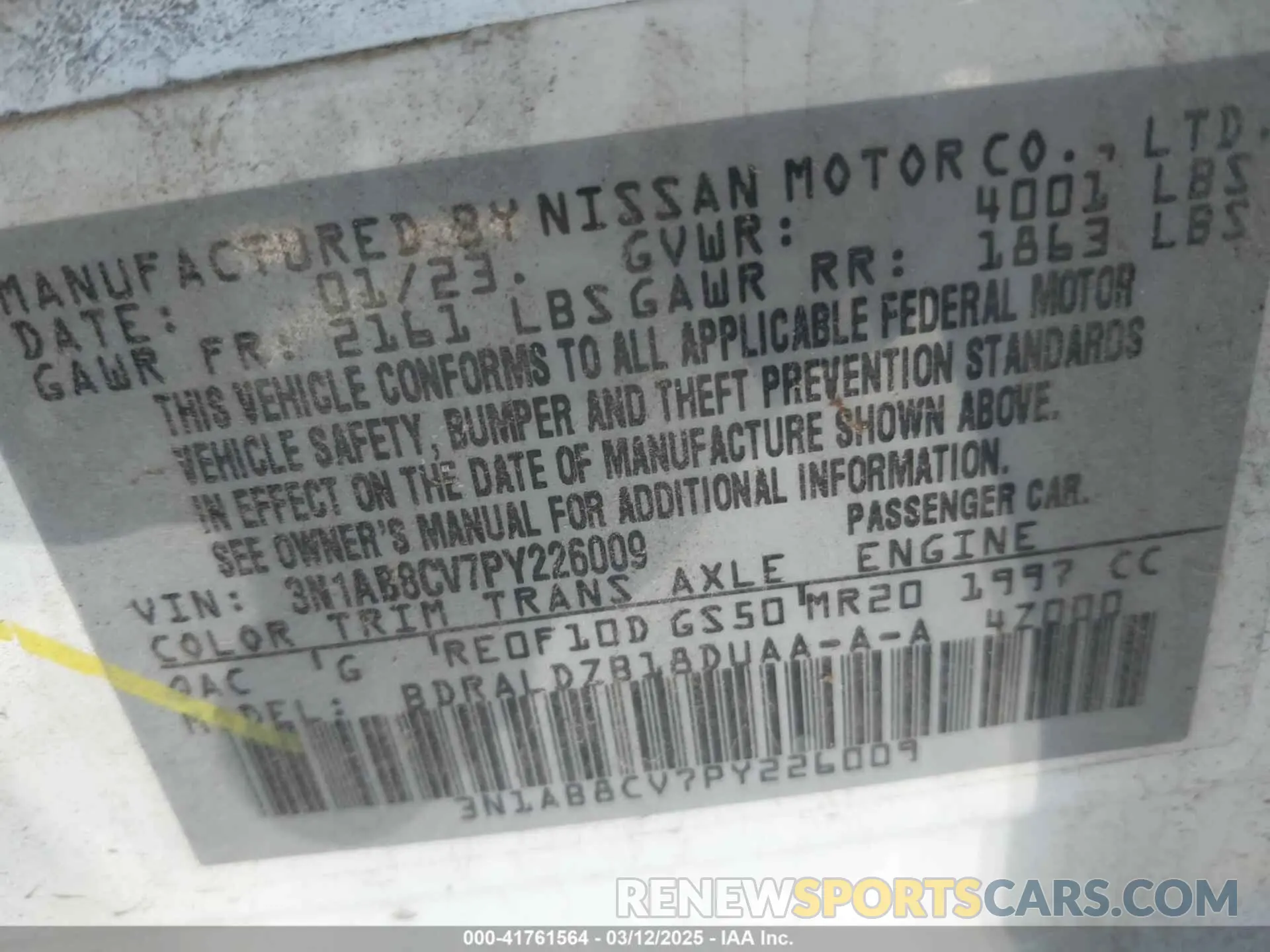 9 Photograph of a damaged car 3N1AB8CV7PY226009 NISSAN SENTRA 2023