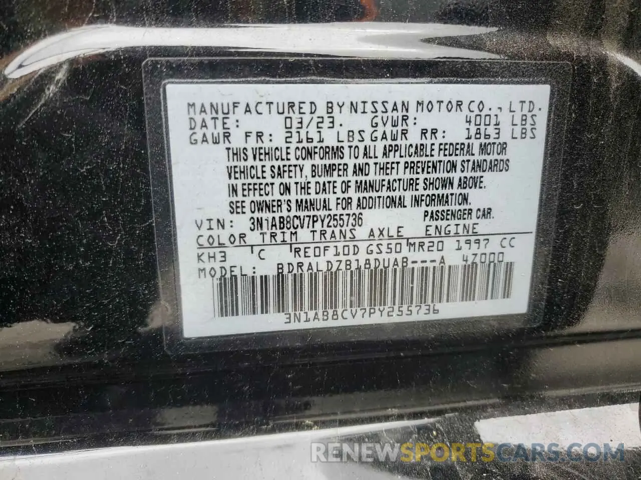 14 Photograph of a damaged car 3N1AB8CV7PY255736 NISSAN SENTRA 2023