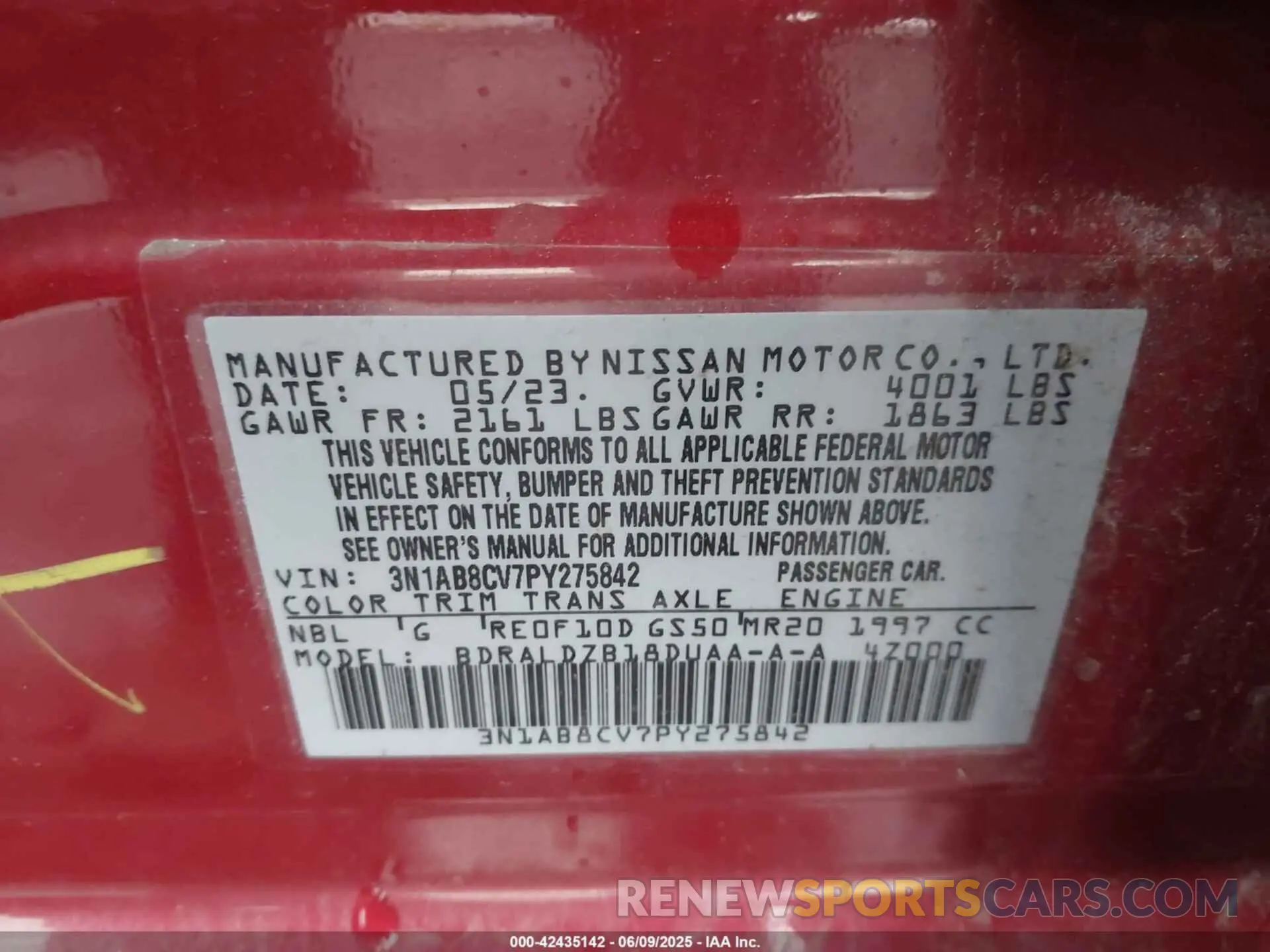 9 Photograph of a damaged car 3N1AB8CV7PY275842 NISSAN SENTRA 2023