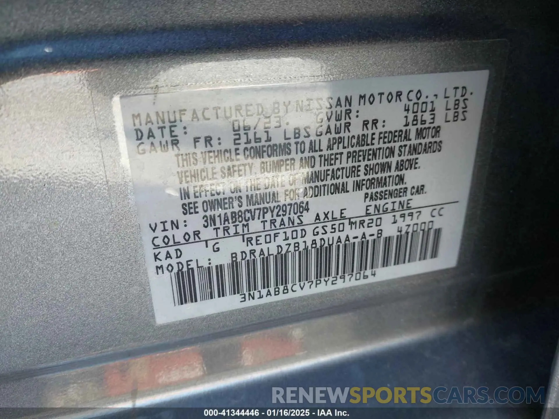 9 Photograph of a damaged car 3N1AB8CV7PY297064 NISSAN SENTRA 2023