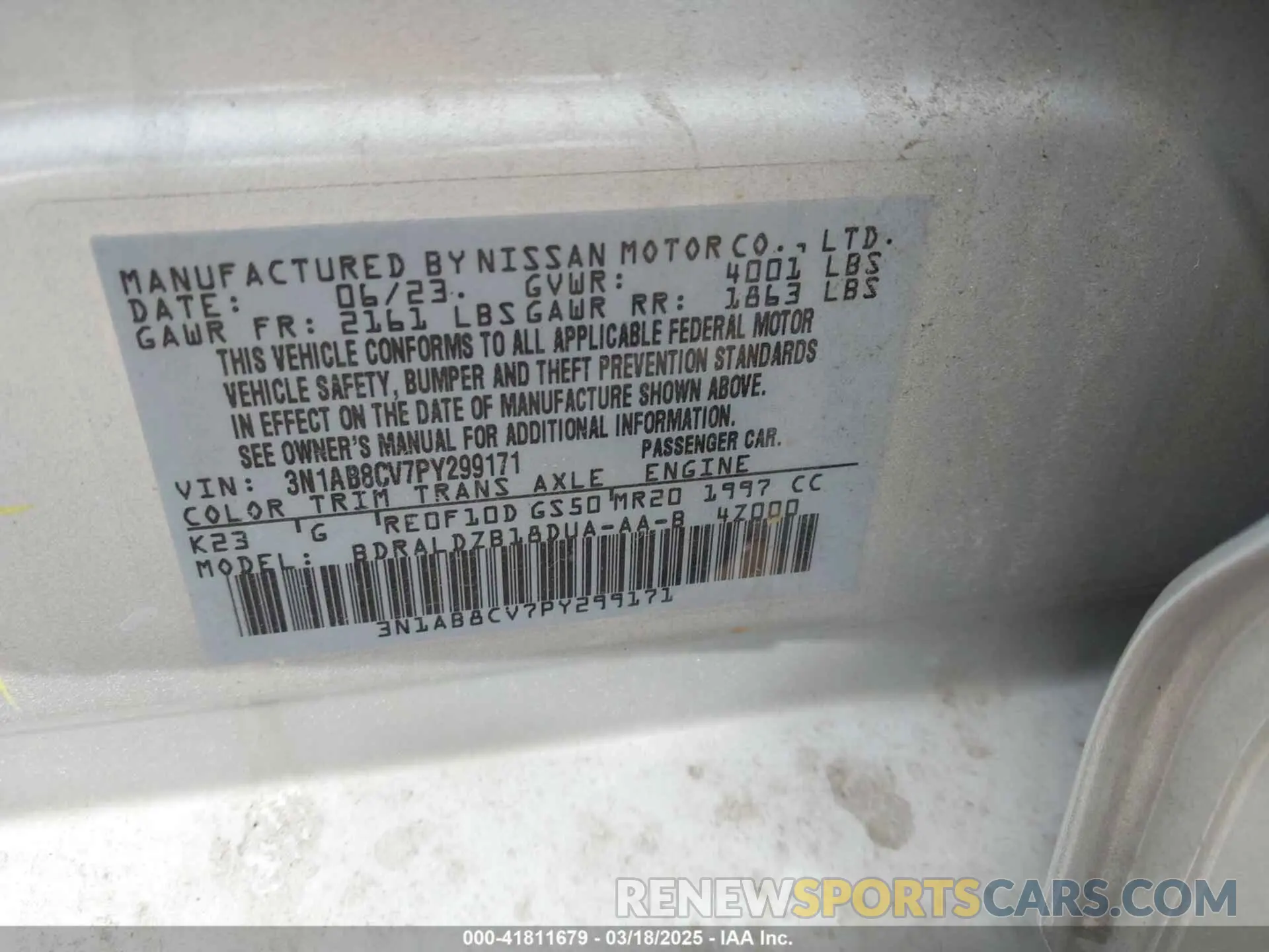 9 Photograph of a damaged car 3N1AB8CV7PY299171 NISSAN SENTRA 2023