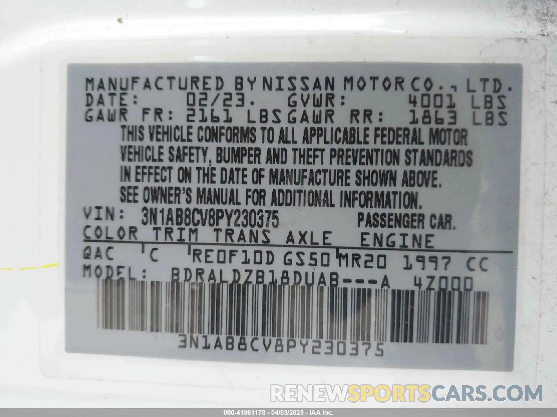 9 Photograph of a damaged car 3N1AB8CV8PY230375 NISSAN SENTRA 2023