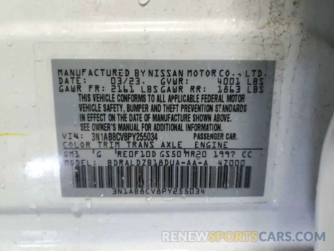 12 Photograph of a damaged car 3N1AB8CV8PY255034 NISSAN SENTRA 2023