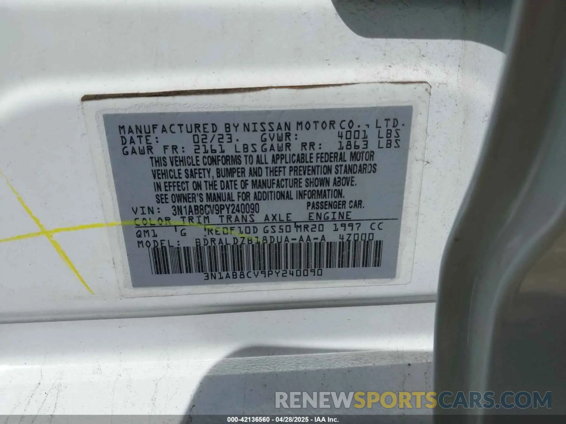 9 Photograph of a damaged car 3N1AB8CV9PY240090 NISSAN SENTRA 2023