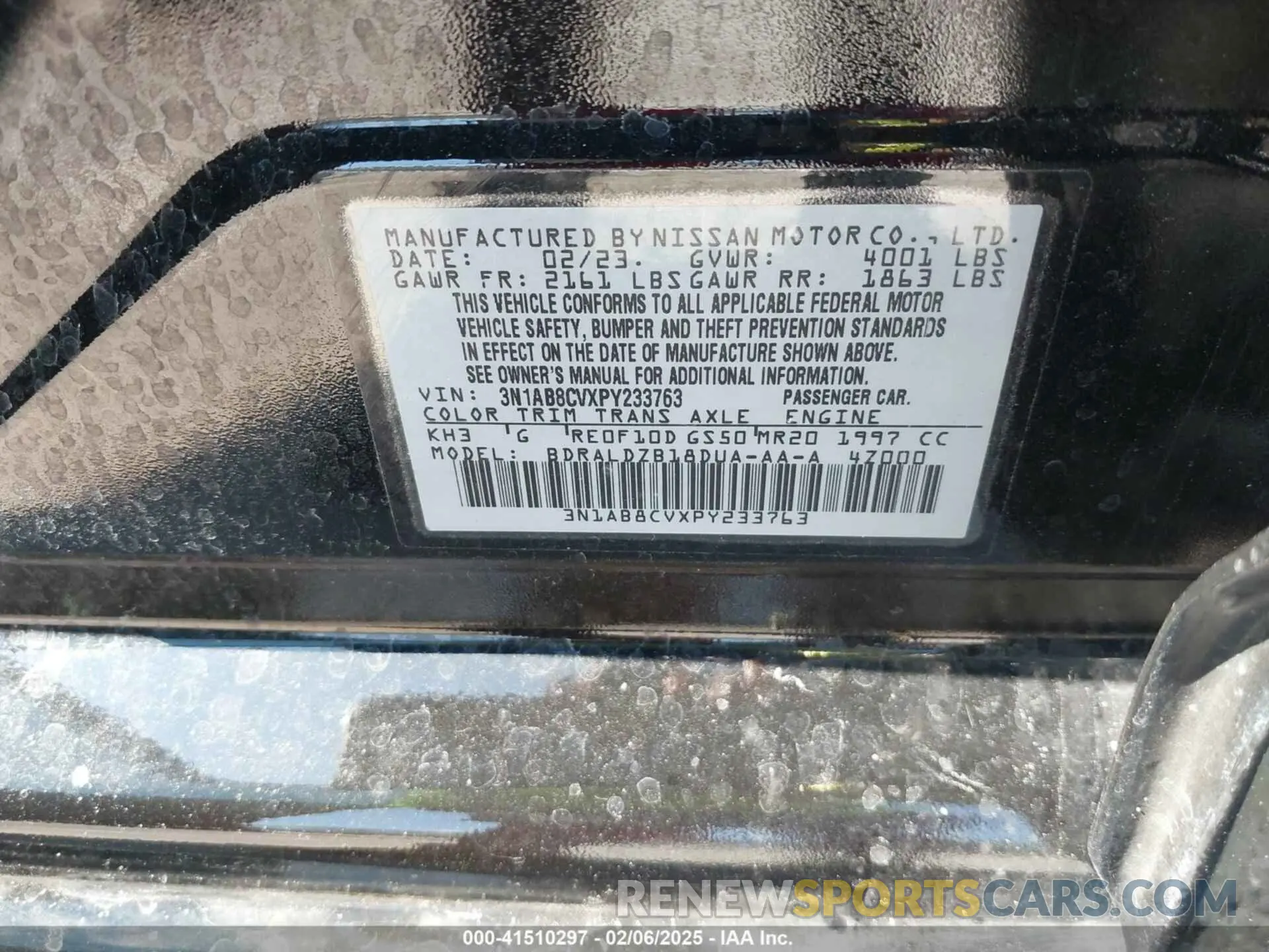 9 Photograph of a damaged car 3N1AB8CVXPY233763 NISSAN SENTRA 2023