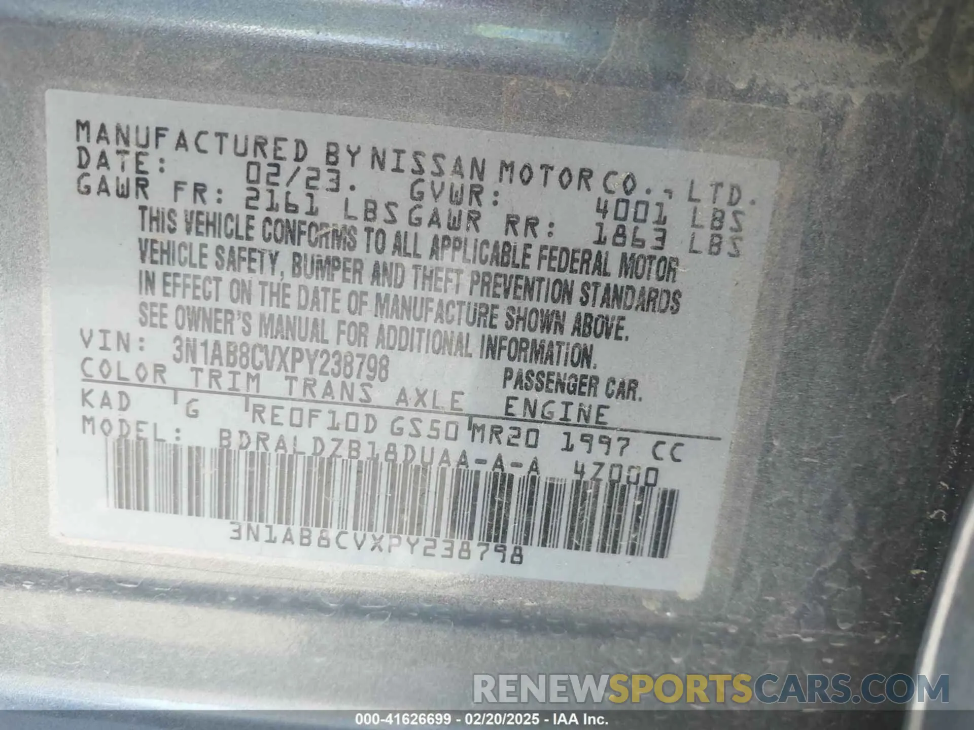 9 Photograph of a damaged car 3N1AB8CVXPY238798 NISSAN SENTRA 2023