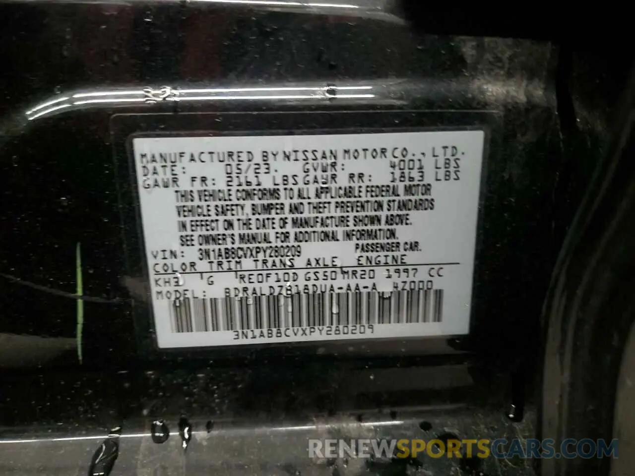 12 Photograph of a damaged car 3N1AB8CVXPY280209 NISSAN SENTRA 2023