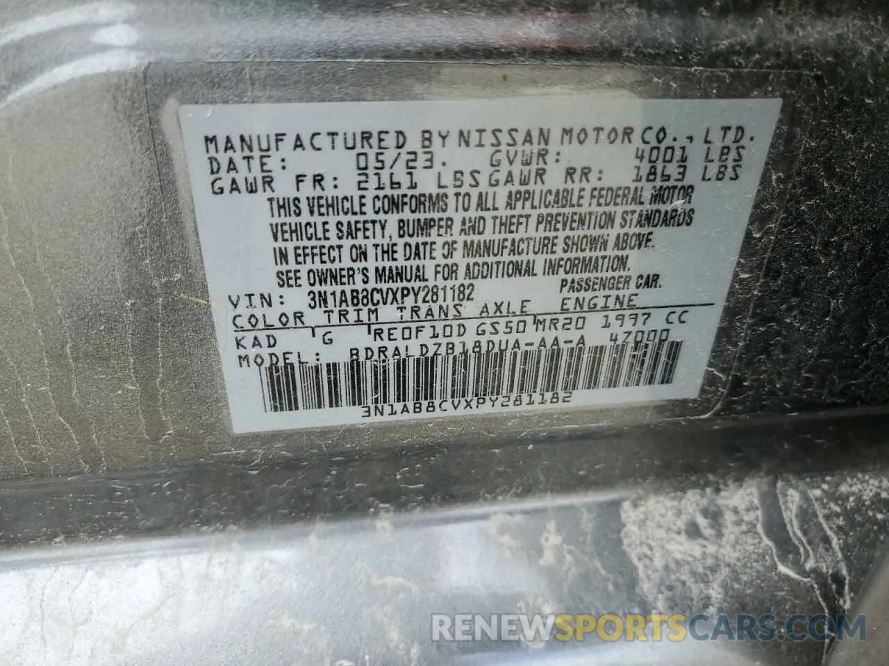 12 Photograph of a damaged car 3N1AB8CVXPY281182 NISSAN SENTRA 2023