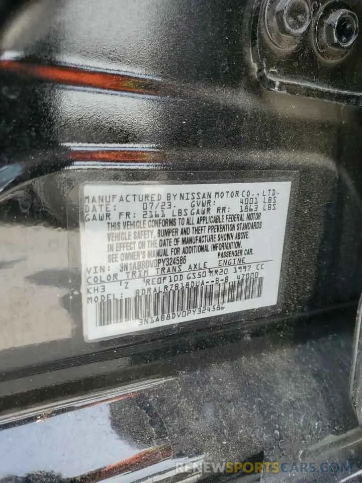 13 Photograph of a damaged car 3N1AB8DV0PY324586 NISSAN SENTRA 2023