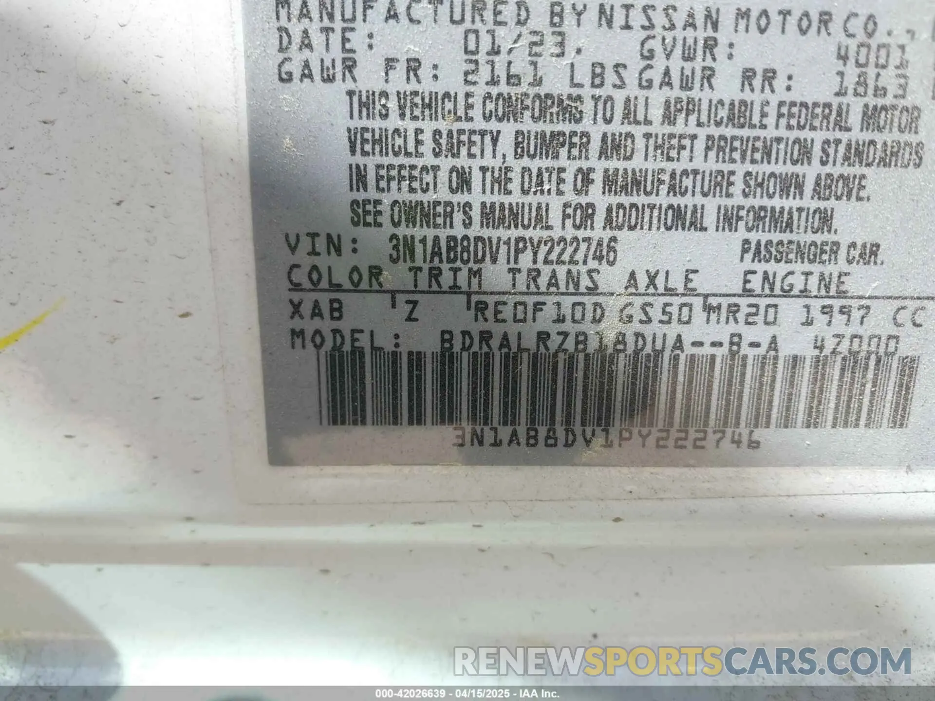 9 Photograph of a damaged car 3N1AB8DV1PY222746 NISSAN SENTRA 2023