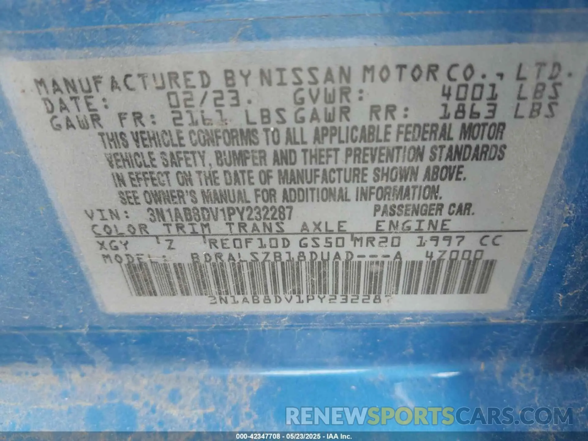 9 Photograph of a damaged car 3N1AB8DV1PY232287 NISSAN SENTRA 2023