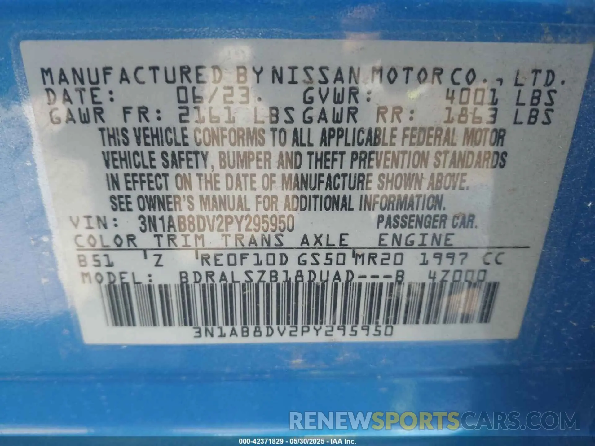 9 Photograph of a damaged car 3N1AB8DV2PY295950 NISSAN SENTRA 2023