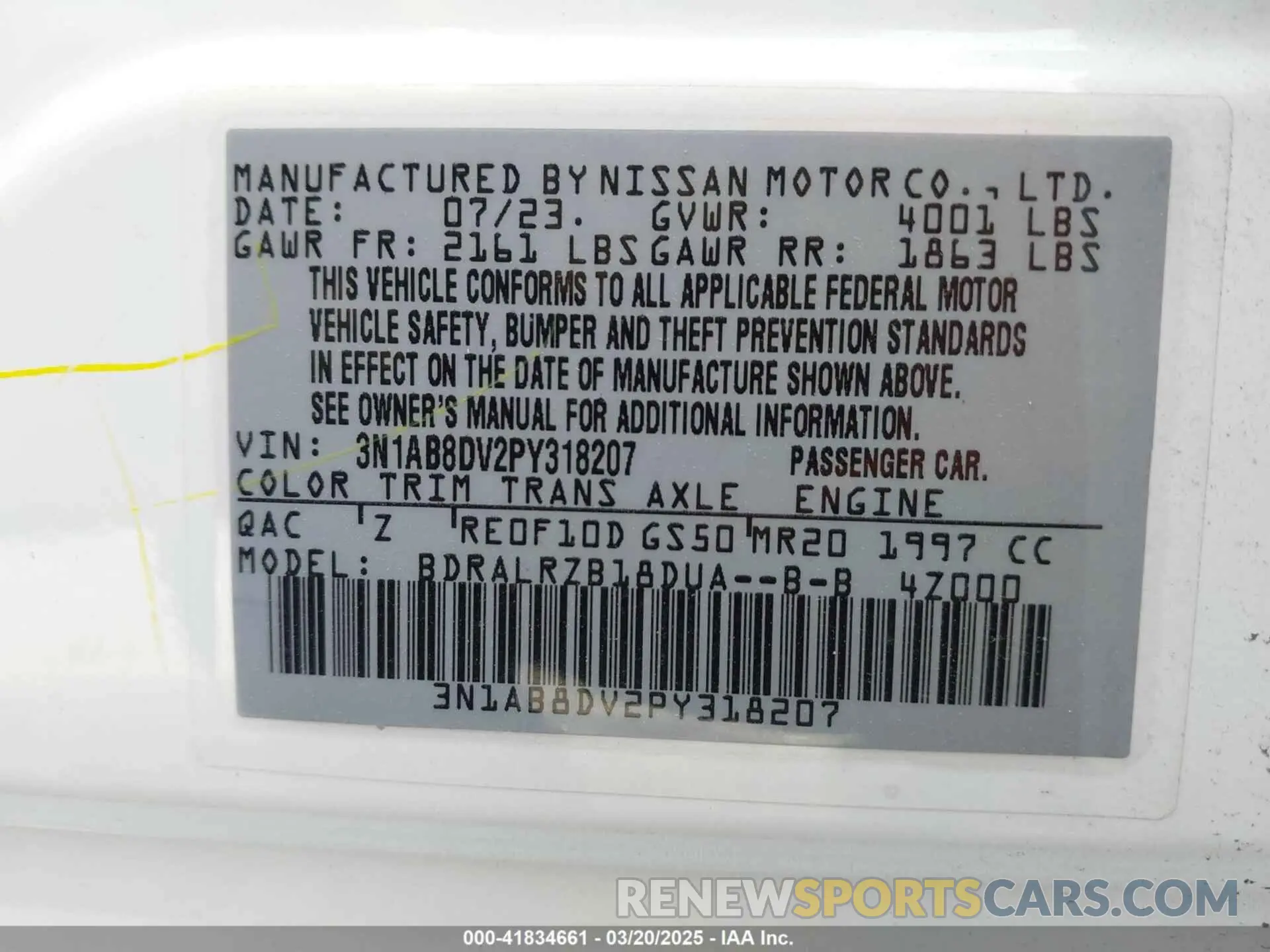 9 Photograph of a damaged car 3N1AB8DV2PY318207 NISSAN SENTRA 2023
