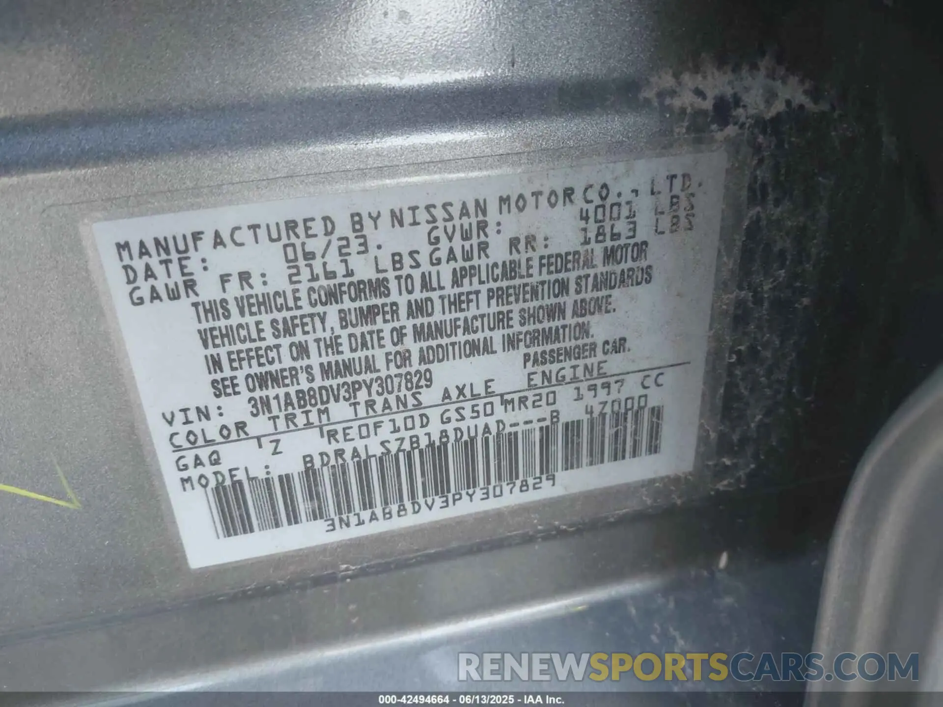 9 Photograph of a damaged car 3N1AB8DV3PY307829 NISSAN SENTRA 2023