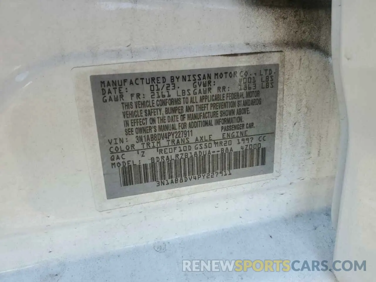 14 Photograph of a damaged car 3N1AB8DV4PY227911 NISSAN SENTRA 2023