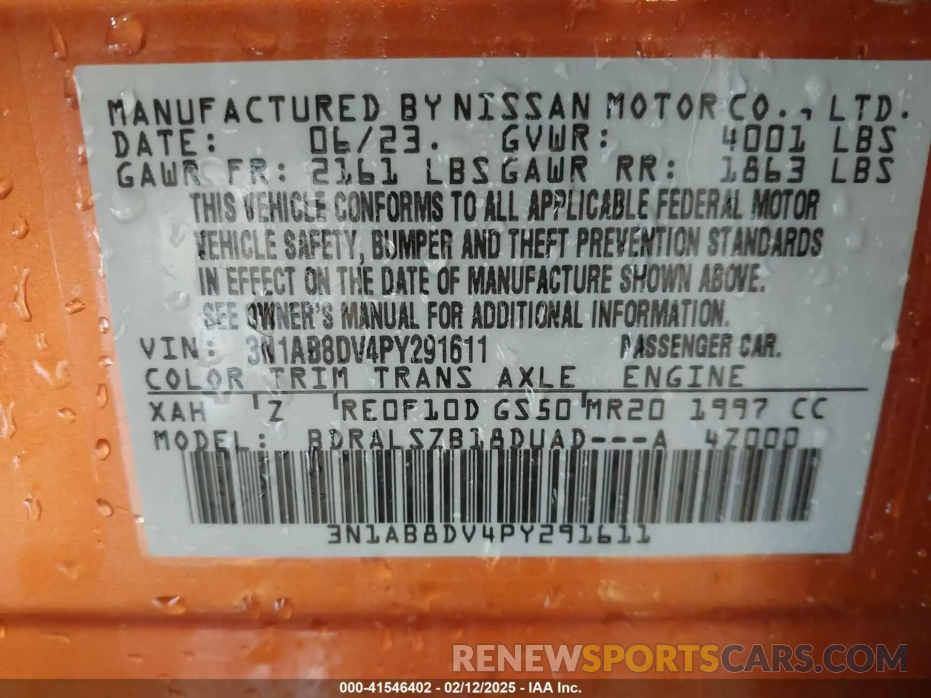 9 Photograph of a damaged car 3N1AB8DV4PY291611 NISSAN SENTRA 2023