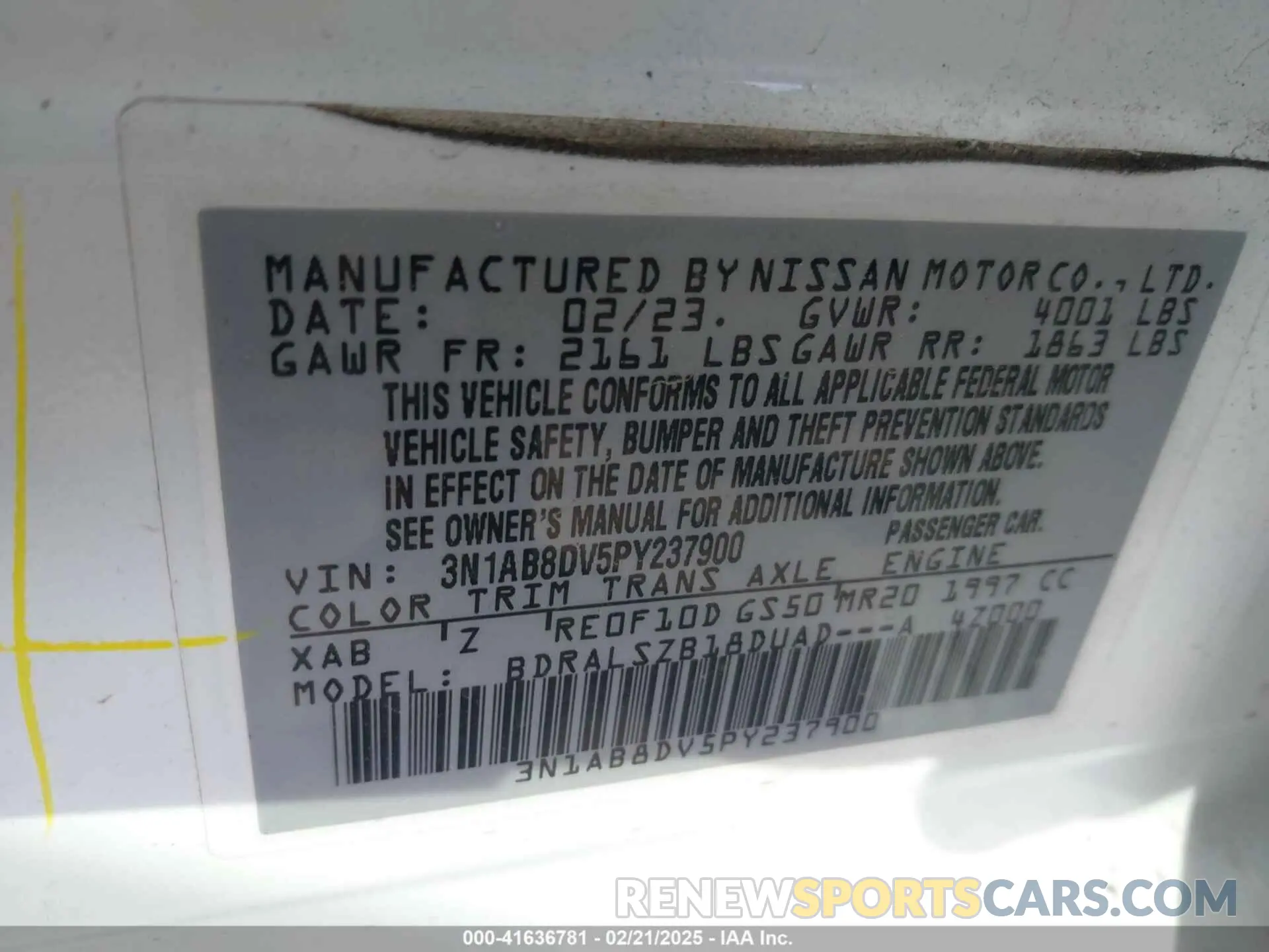 9 Photograph of a damaged car 3N1AB8DV5PY237900 NISSAN SENTRA 2023