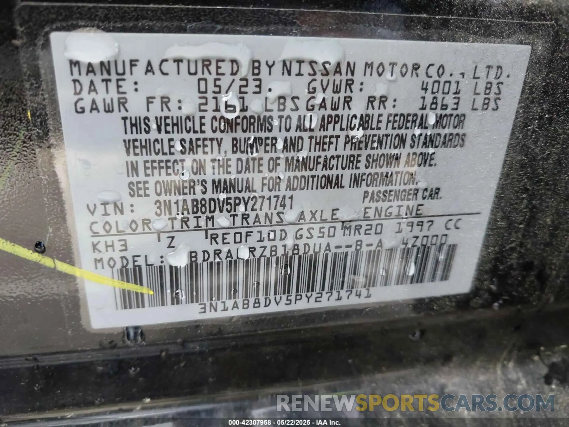 9 Photograph of a damaged car 3N1AB8DV5PY271741 NISSAN SENTRA 2023
