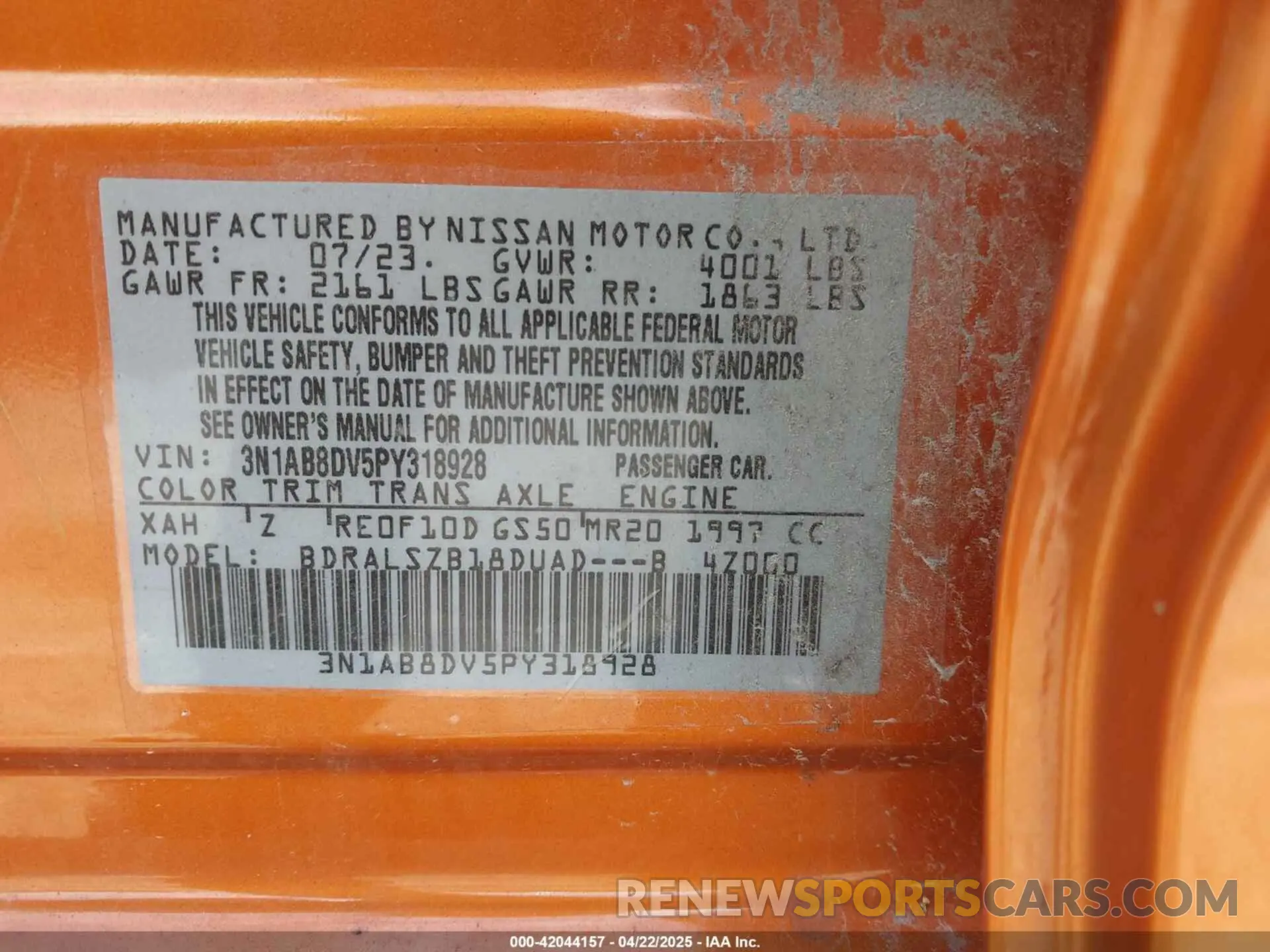 9 Photograph of a damaged car 3N1AB8DV5PY318928 NISSAN SENTRA 2023
