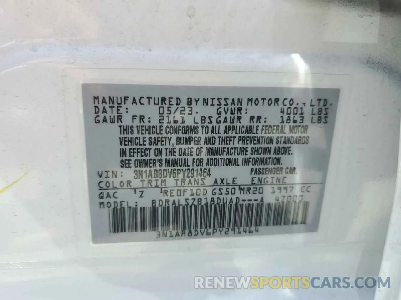 12 Photograph of a damaged car 3N1AB8DV6PY291464 NISSAN SENTRA 2023