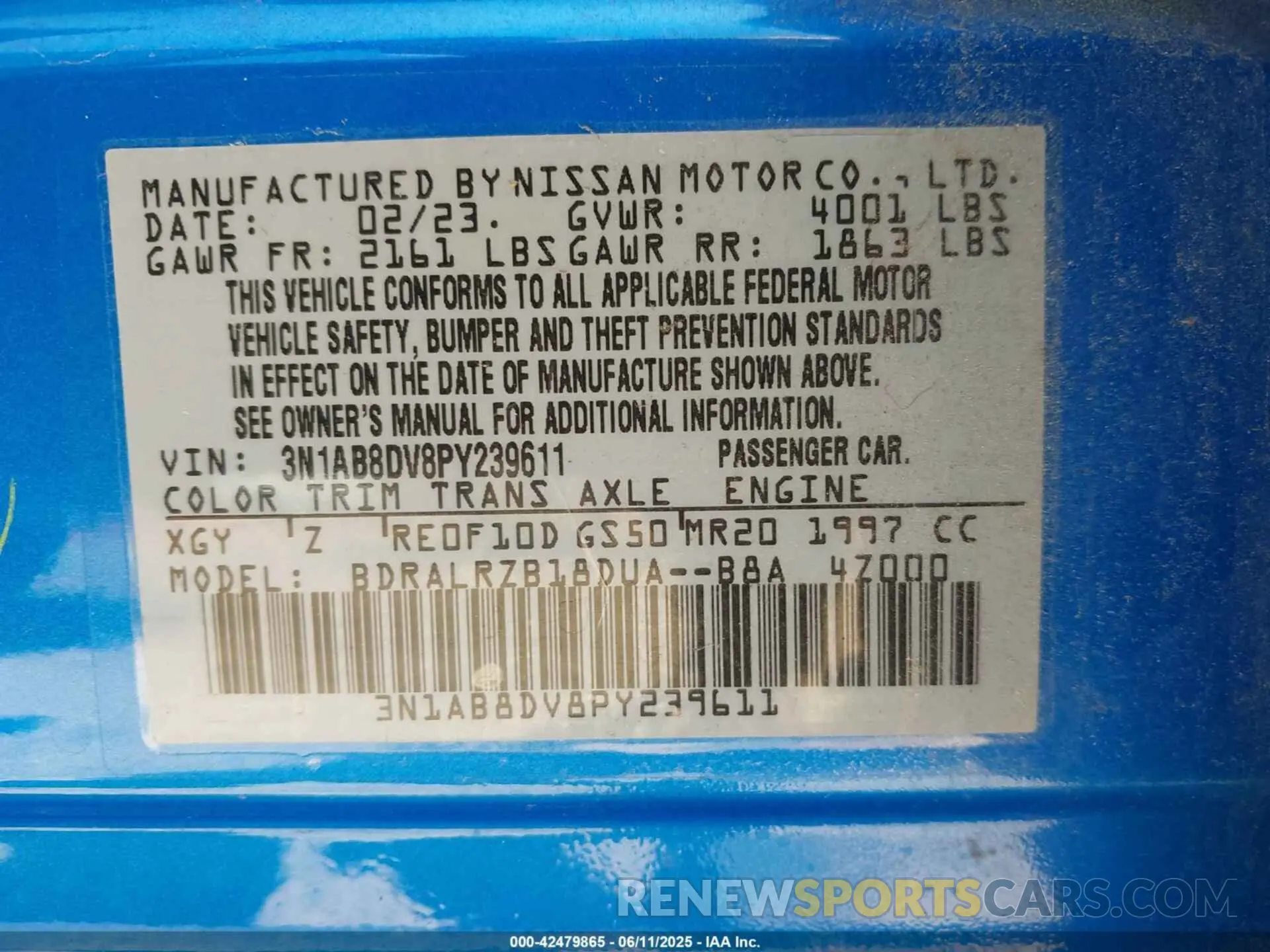 9 Photograph of a damaged car 3N1AB8DV8PY239611 NISSAN SENTRA 2023