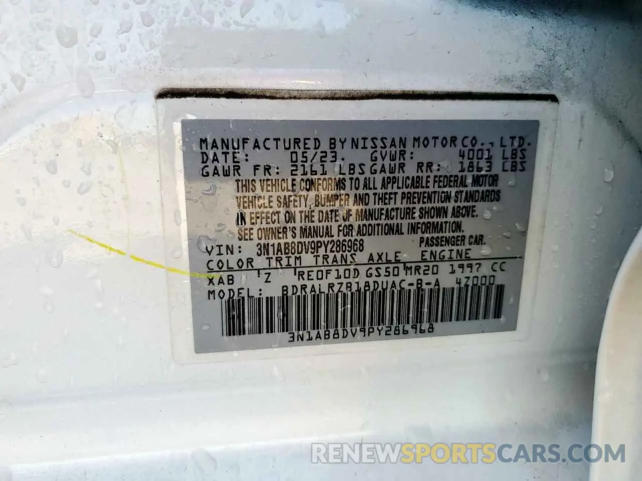 13 Photograph of a damaged car 3N1AB8DV9PY286968 NISSAN SENTRA 2023