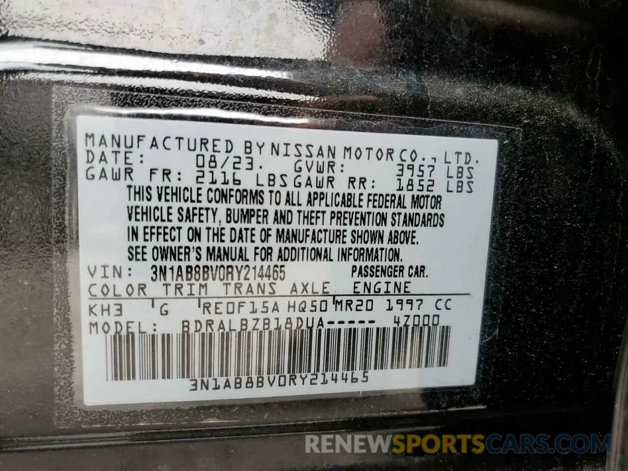 12 Photograph of a damaged car 3N1AB8BV0RY214465 NISSAN SENTRA 2024