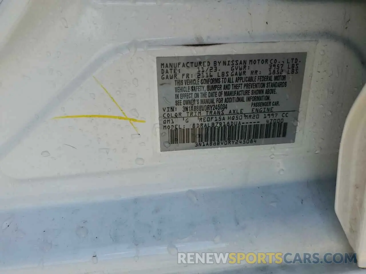 12 Photograph of a damaged car 3N1AB8BV0RY245084 NISSAN SENTRA 2024