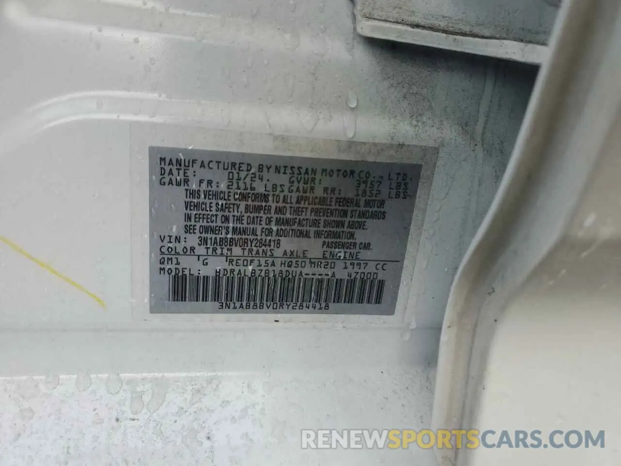 12 Photograph of a damaged car 3N1AB8BV0RY284418 NISSAN SENTRA 2024