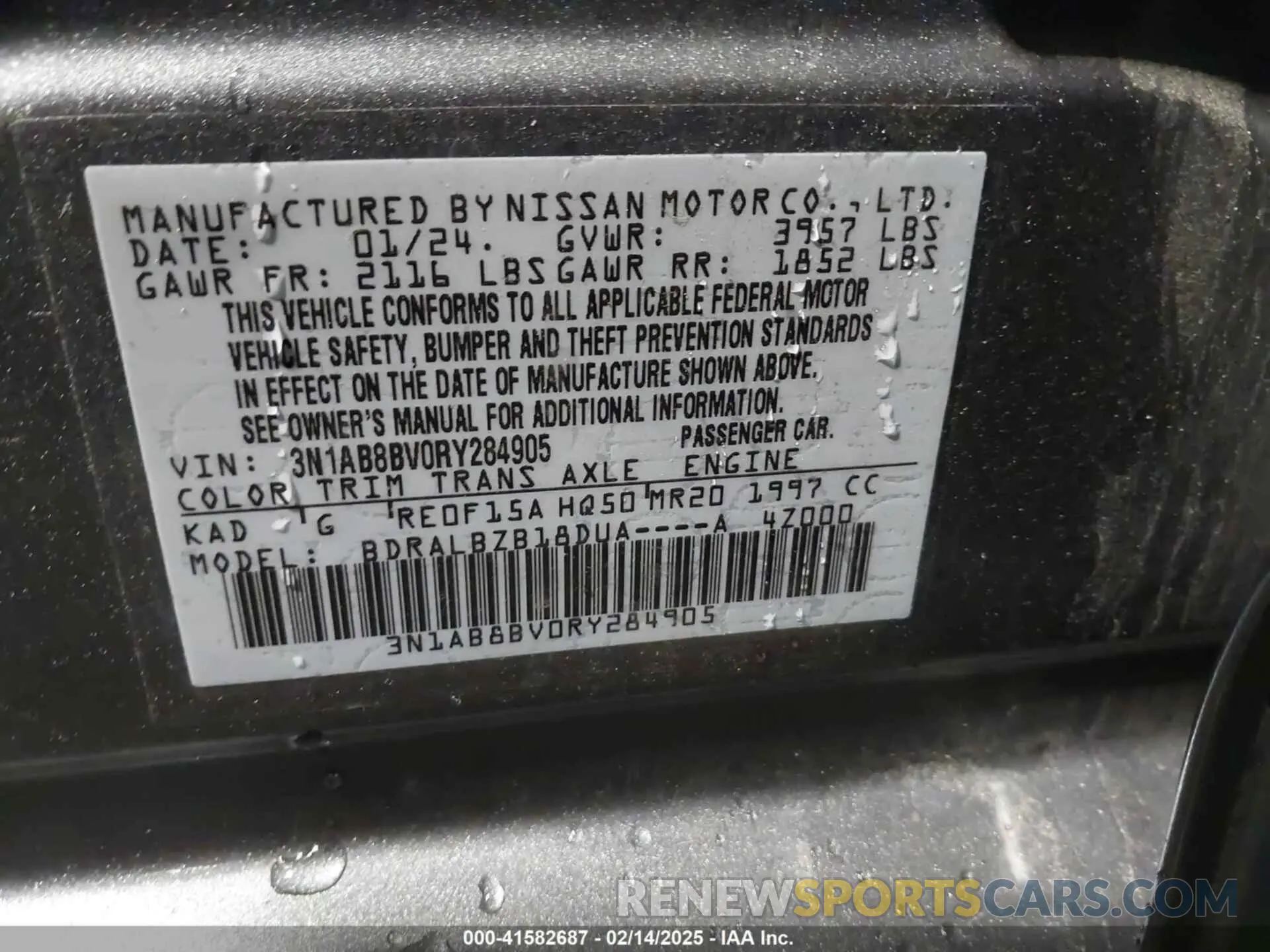 9 Photograph of a damaged car 3N1AB8BV0RY284905 NISSAN SENTRA 2024