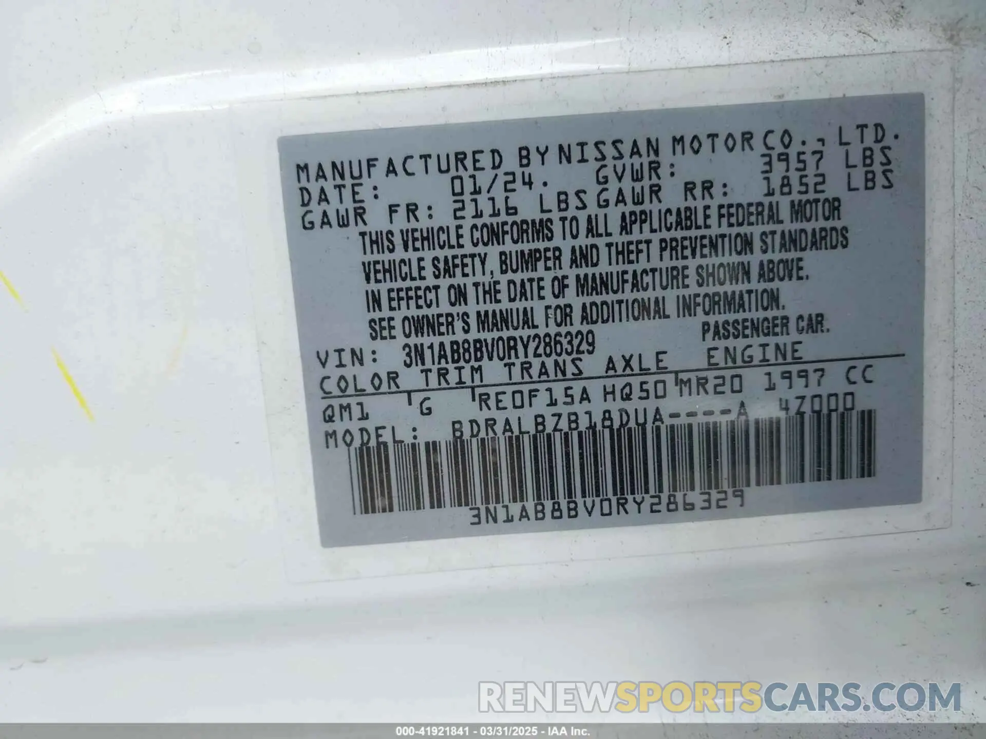 9 Photograph of a damaged car 3N1AB8BV0RY286329 NISSAN SENTRA 2024