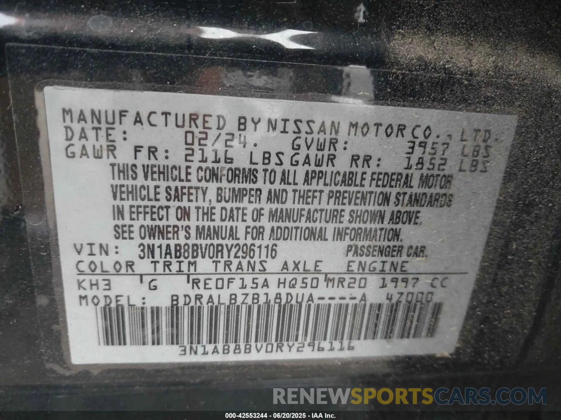9 Photograph of a damaged car 3N1AB8BV0RY296116 NISSAN SENTRA 2024