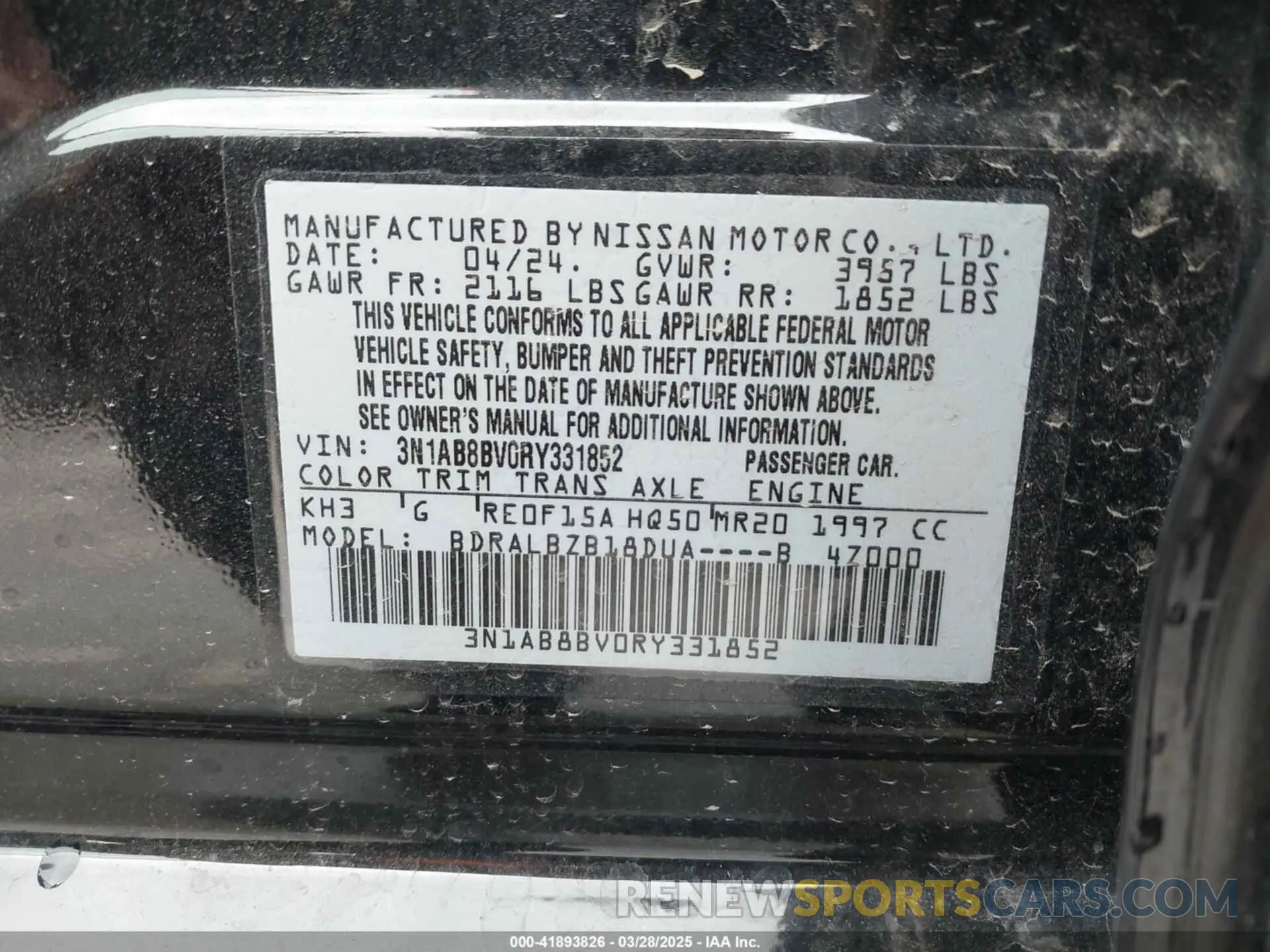 9 Photograph of a damaged car 3N1AB8BV0RY331852 NISSAN SENTRA 2024
