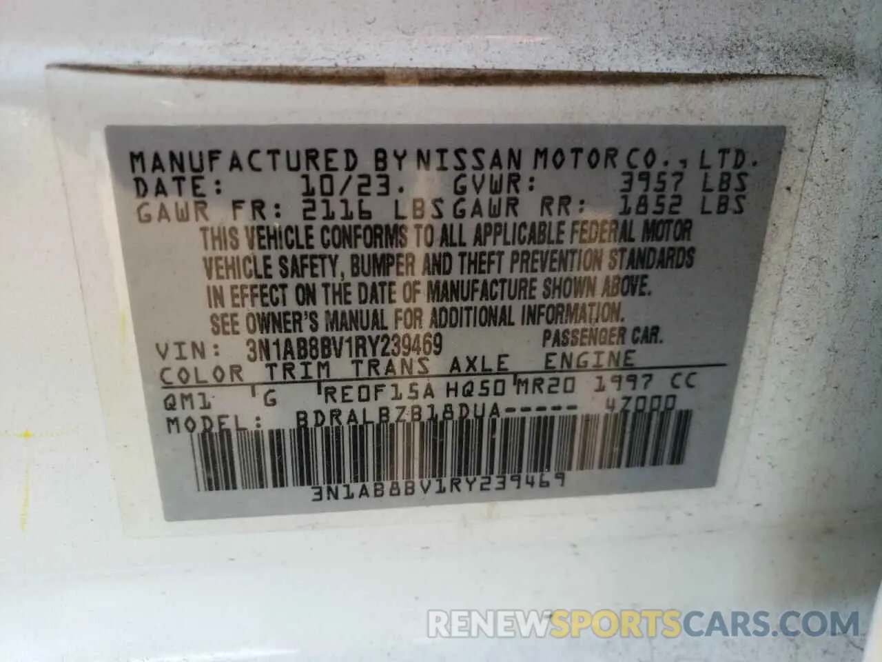 14 Photograph of a damaged car 3N1AB8BV1RY239469 NISSAN SENTRA 2024