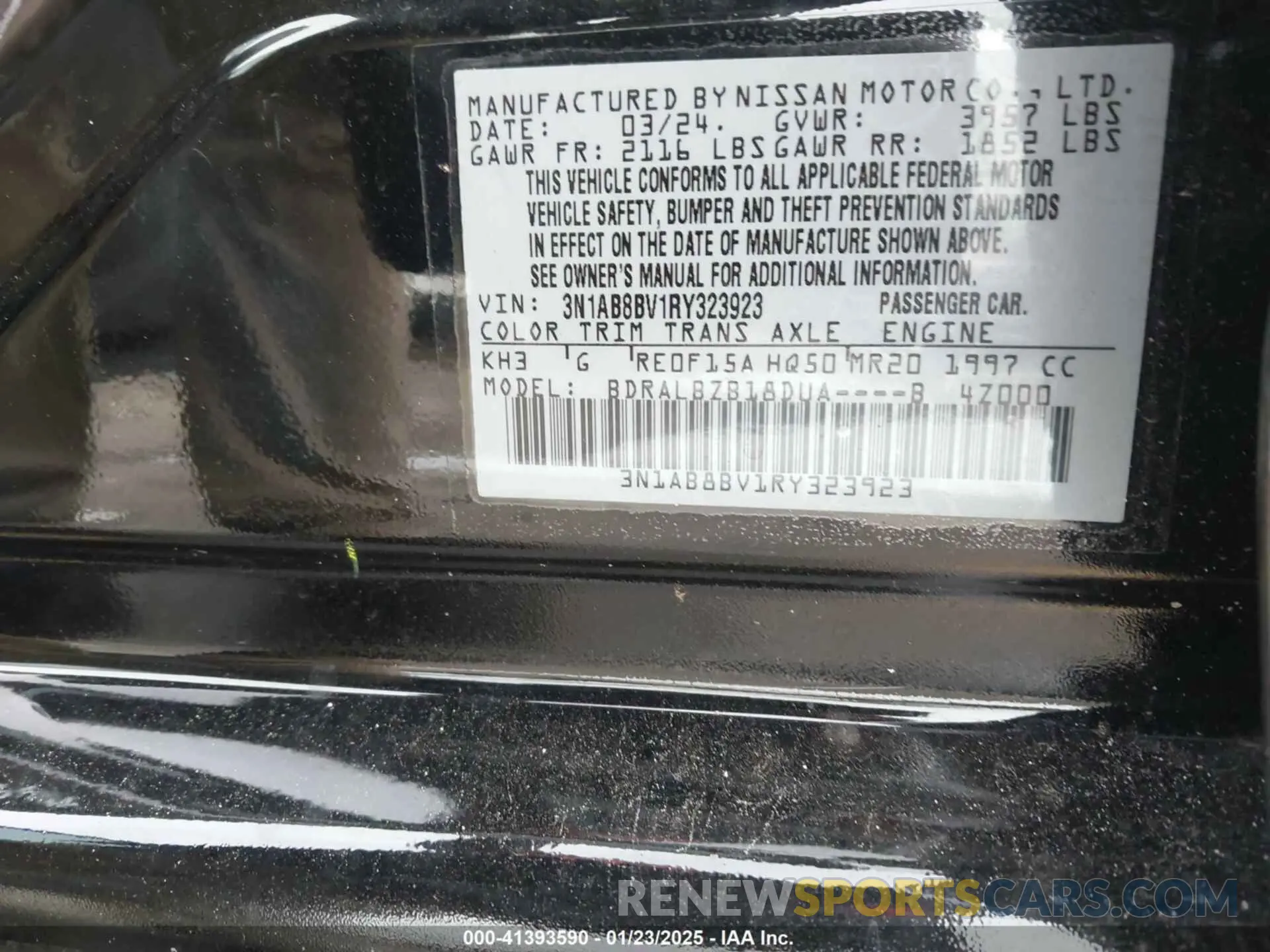 9 Photograph of a damaged car 3N1AB8BV1RY323923 NISSAN SENTRA 2024