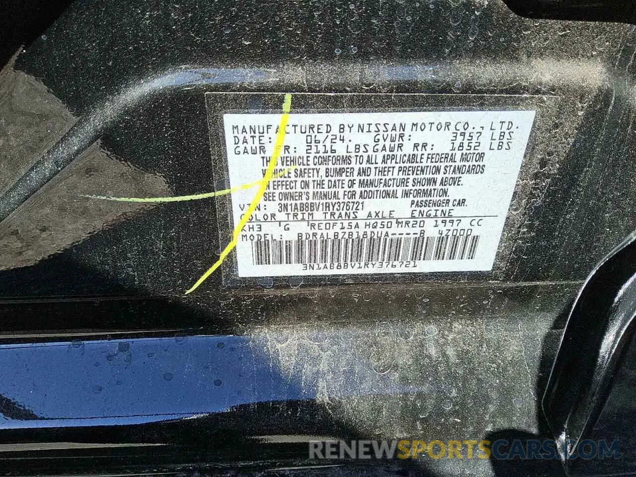 13 Photograph of a damaged car 3N1AB8BV1RY376721 NISSAN SENTRA 2024