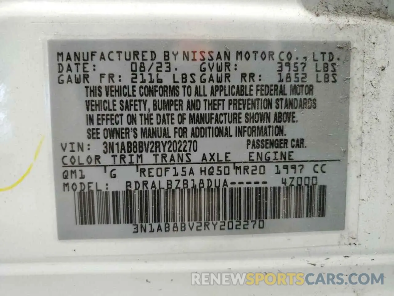 12 Photograph of a damaged car 3N1AB8BV2RY202270 NISSAN SENTRA 2024