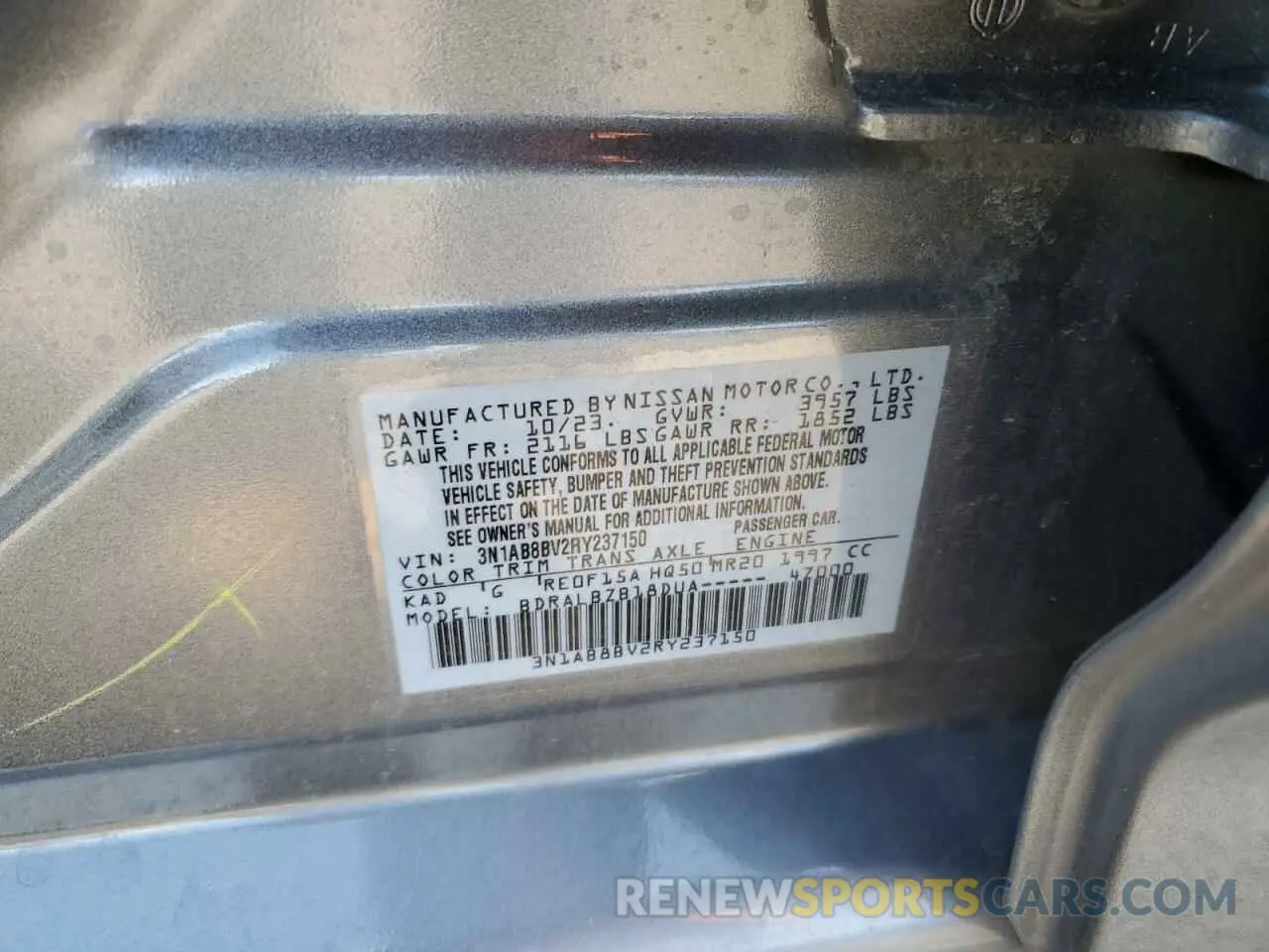 12 Photograph of a damaged car 3N1AB8BV2RY237150 NISSAN SENTRA 2024
