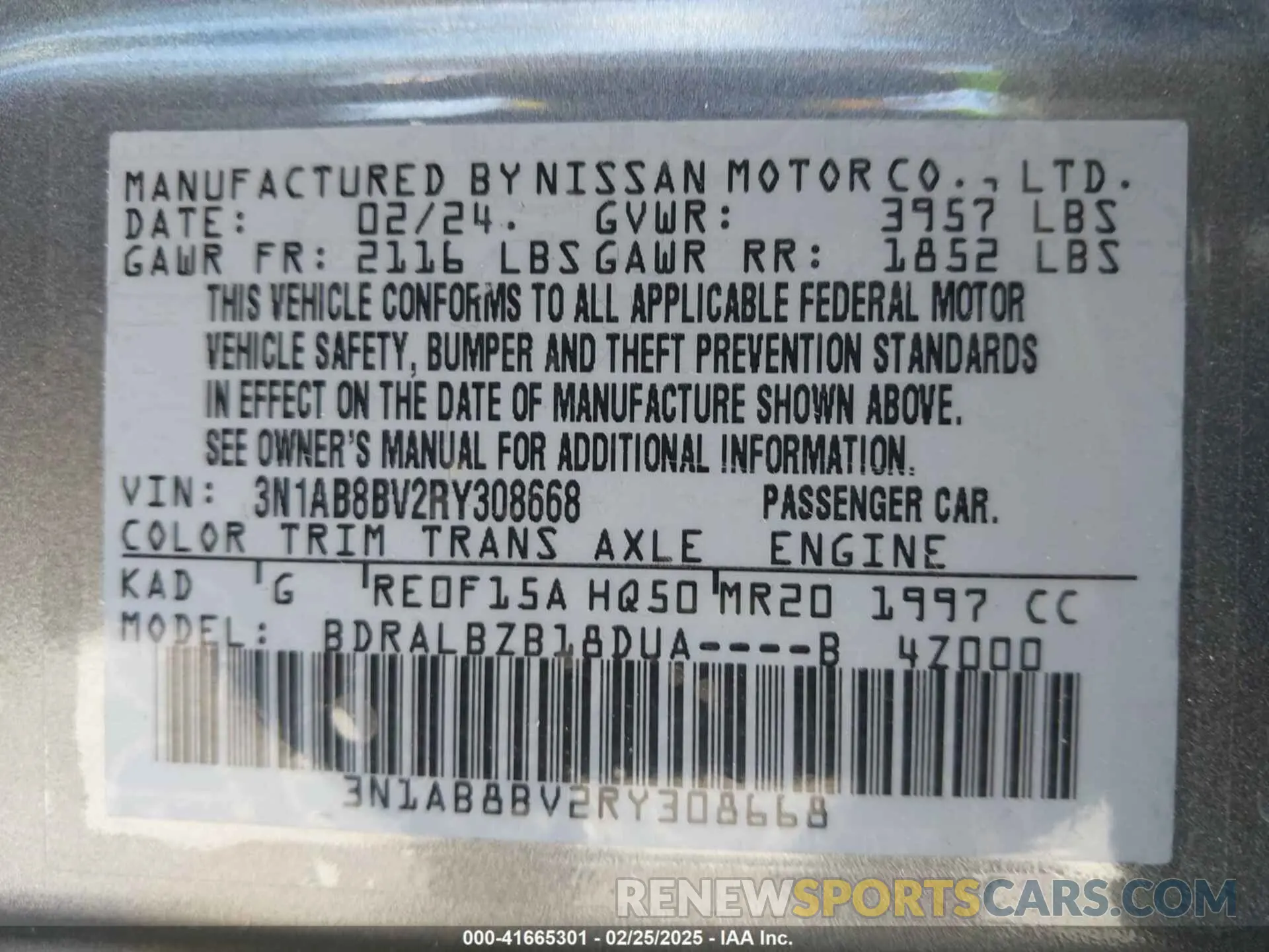 9 Photograph of a damaged car 3N1AB8BV2RY308668 NISSAN SENTRA 2024